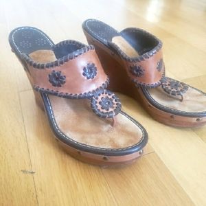 Jack Rogers Brown Letaher Wedge Heel Size 7